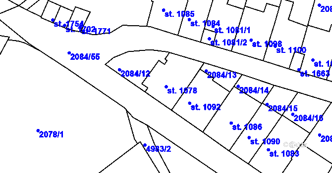 Parcela st. 1078 v KÚ Jáchymov, Katastrální mapa