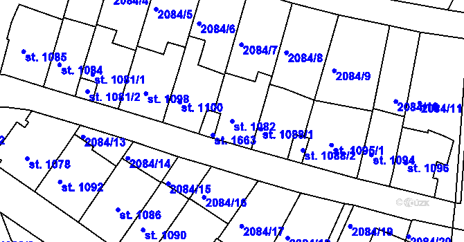 Parcela st. 1082 v KÚ Jáchymov, Katastrální mapa