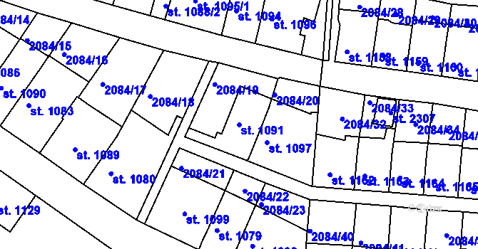 Parcela st. 1091 v KÚ Jáchymov, Katastrální mapa