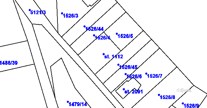 Parcela st. 1112 v KÚ Jáchymov, Katastrální mapa