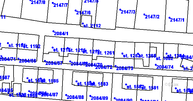 Parcela st. 1261 v KÚ Jáchymov, Katastrální mapa