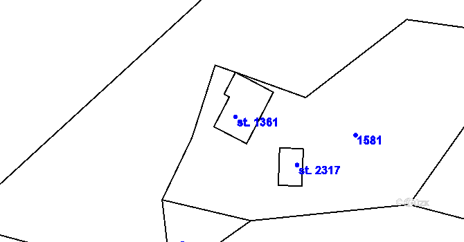 Parcela st. 1361 v KÚ Jáchymov, Katastrální mapa