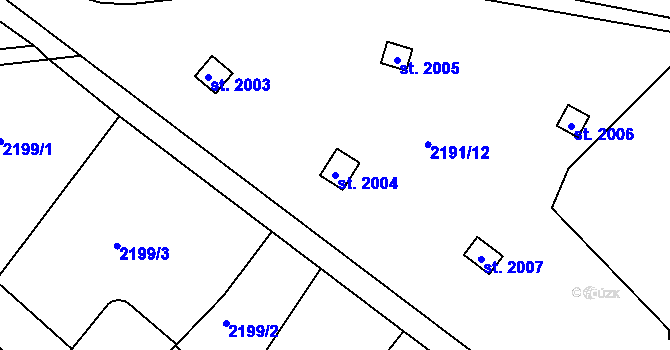 Parcela st. 2004 v KÚ Jáchymov, Katastrální mapa