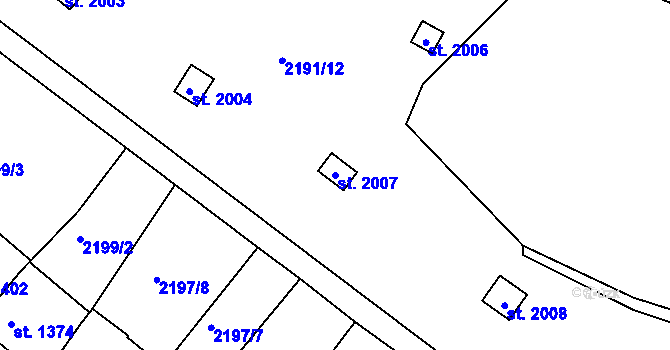 Parcela st. 2007 v KÚ Jáchymov, Katastrální mapa