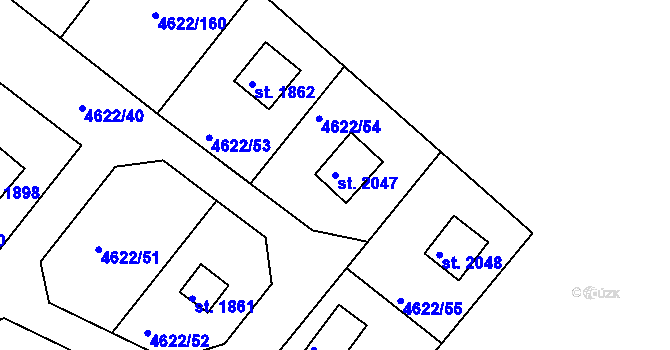 Parcela st. 2047 v KÚ Jáchymov, Katastrální mapa