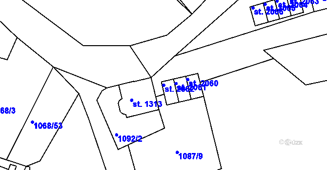 Parcela st. 2062 v KÚ Jáchymov, Katastrální mapa