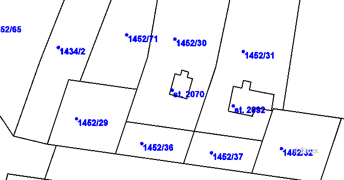 Parcela st. 2070 v KÚ Jáchymov, Katastrální mapa