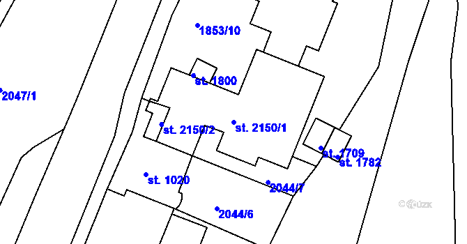 Parcela st. 2150/1 v KÚ Jáchymov, Katastrální mapa