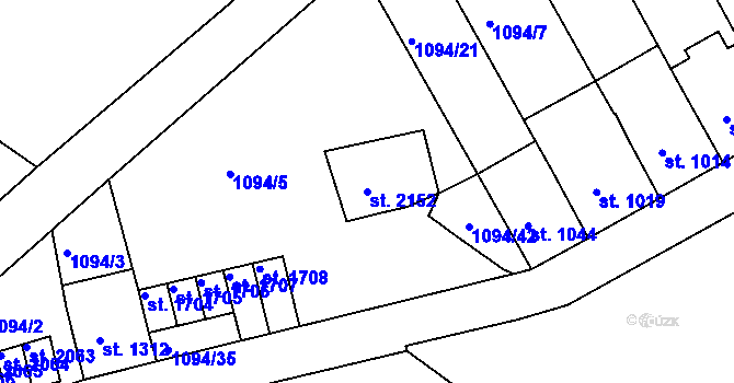 Parcela st. 2152 v KÚ Jáchymov, Katastrální mapa