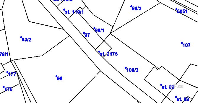 Parcela st. 2175 v KÚ Jáchymov, Katastrální mapa