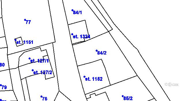 Parcela st. 84/2 v KÚ Jáchymov, Katastrální mapa