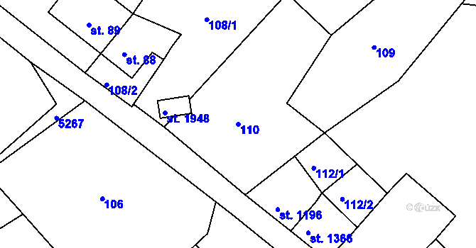 Parcela st. 110 v KÚ Jáchymov, Katastrální mapa