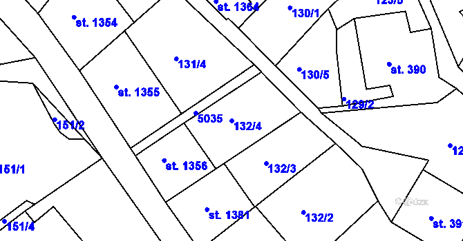 Parcela st. 132/4 v KÚ Jáchymov, Katastrální mapa