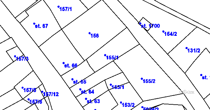 Parcela st. 155/1 v KÚ Jáchymov, Katastrální mapa