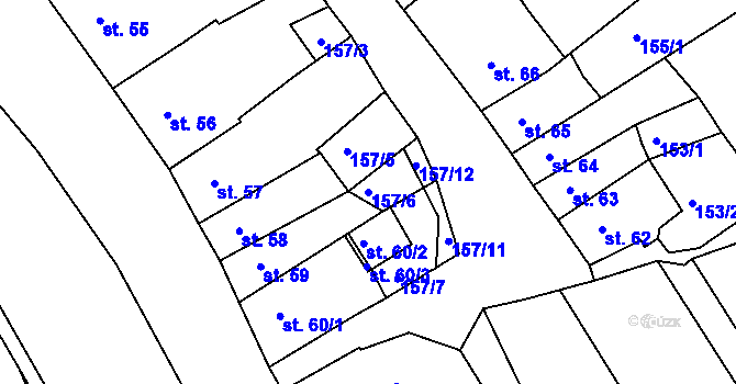 Parcela st. 157/6 v KÚ Jáchymov, Katastrální mapa