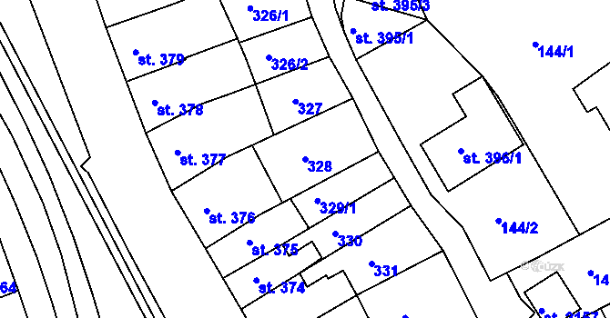 Parcela st. 328 v KÚ Jáchymov, Katastrální mapa
