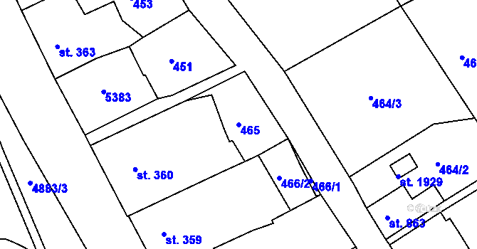 Parcela st. 465 v KÚ Jáchymov, Katastrální mapa