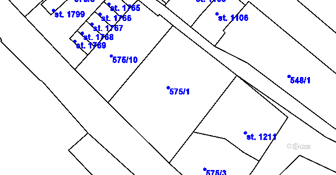 Parcela st. 575/1 v KÚ Jáchymov, Katastrální mapa