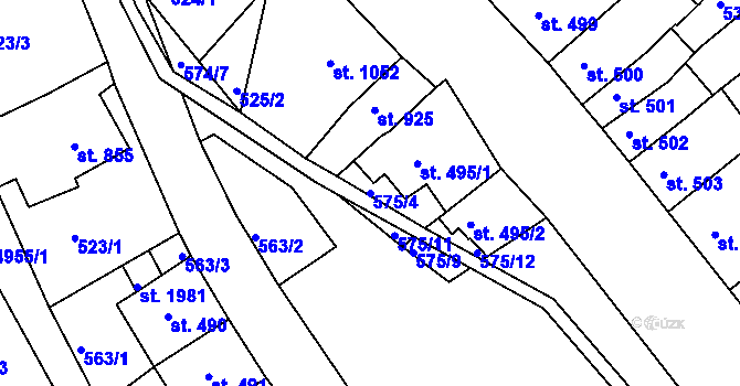 Parcela st. 575/4 v KÚ Jáchymov, Katastrální mapa