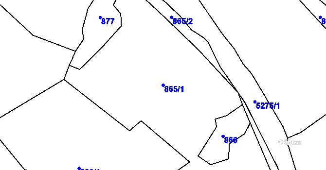 Parcela st. 865/1 v KÚ Jáchymov, Katastrální mapa