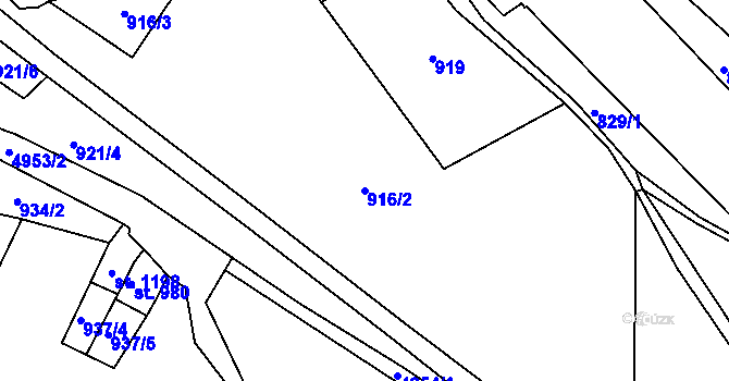 Parcela st. 916/2 v KÚ Jáchymov, Katastrální mapa