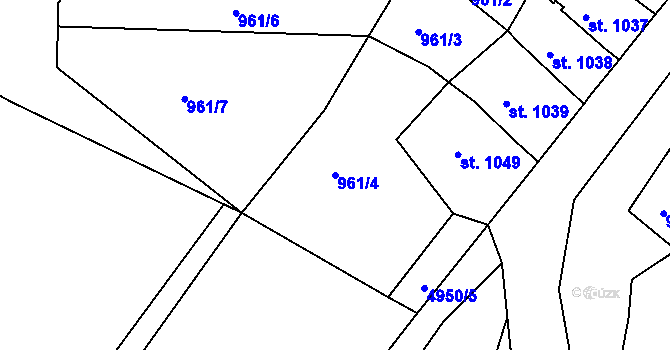 Parcela st. 961/4 v KÚ Jáchymov, Katastrální mapa