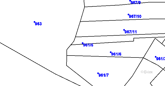 Parcela st. 961/5 v KÚ Jáchymov, Katastrální mapa