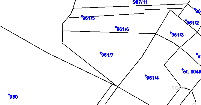 Parcela st. 961/7 v KÚ Jáchymov, Katastrální mapa