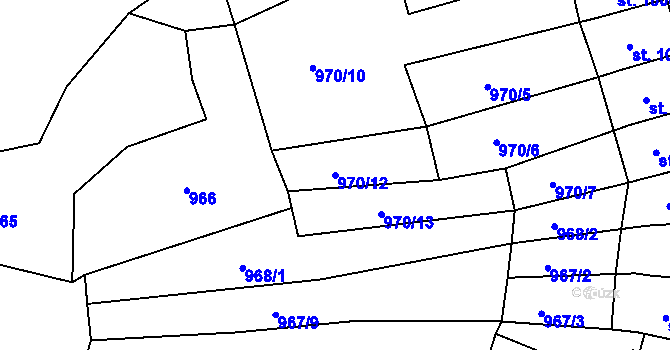 Parcela st. 970/12 v KÚ Jáchymov, Katastrální mapa