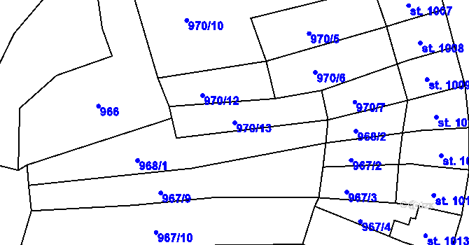 Parcela st. 970/13 v KÚ Jáchymov, Katastrální mapa