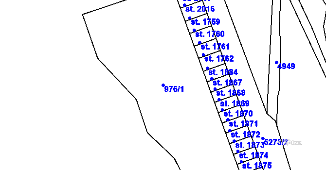 Parcela st. 976/1 v KÚ Jáchymov, Katastrální mapa