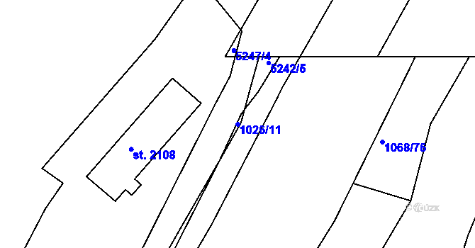 Parcela st. 1026/11 v KÚ Jáchymov, Katastrální mapa