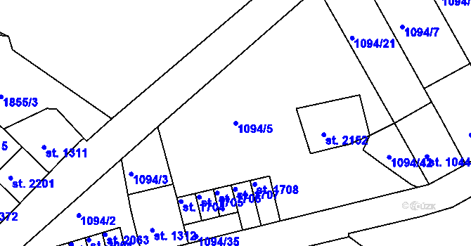 Parcela st. 1094/5 v KÚ Jáchymov, Katastrální mapa