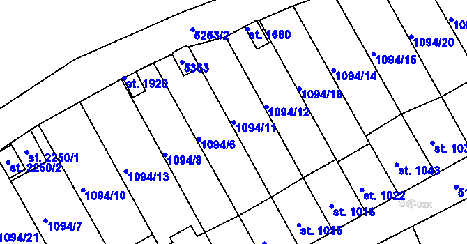 Parcela st. 1094/11 v KÚ Jáchymov, Katastrální mapa
