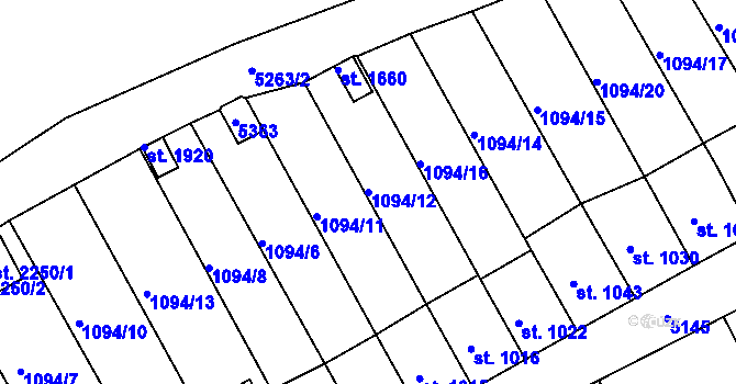 Parcela st. 1094/12 v KÚ Jáchymov, Katastrální mapa