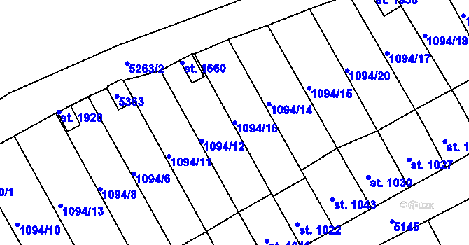 Parcela st. 1094/16 v KÚ Jáchymov, Katastrální mapa