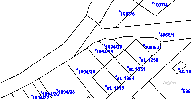 Parcela st. 1094/29 v KÚ Jáchymov, Katastrální mapa