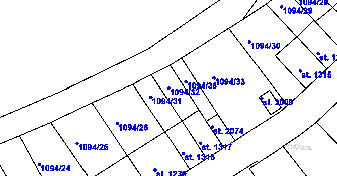 Parcela st. 1094/32 v KÚ Jáchymov, Katastrální mapa
