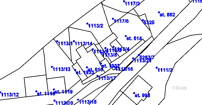 Parcela st. 1113/8 v KÚ Jáchymov, Katastrální mapa