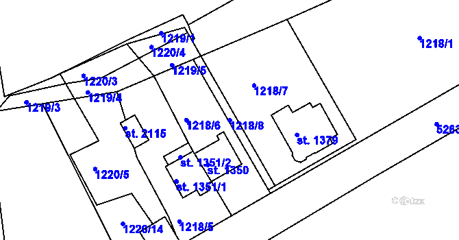 Parcela st. 1218/8 v KÚ Jáchymov, Katastrální mapa