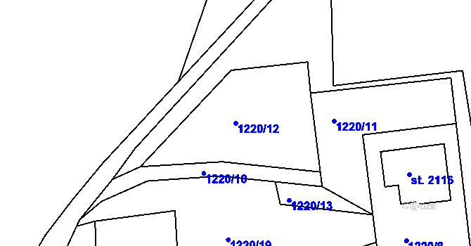 Parcela st. 1220/12 v KÚ Jáchymov, Katastrální mapa