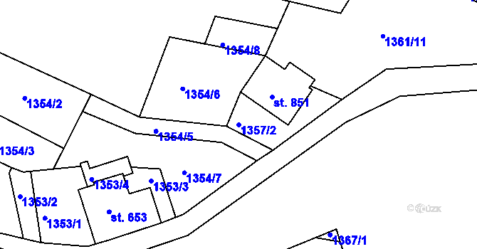 Parcela st. 1357/2 v KÚ Jáchymov, Katastrální mapa
