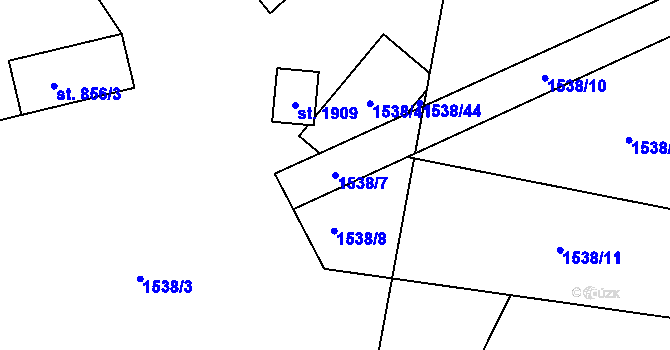 Parcela st. 1538/7 v KÚ Jáchymov, Katastrální mapa
