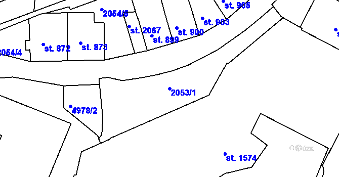 Parcela st. 2053/1 v KÚ Jáchymov, Katastrální mapa