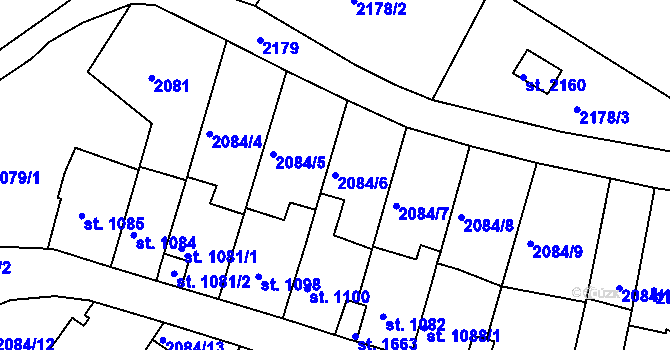 Parcela st. 2084/6 v KÚ Jáchymov, Katastrální mapa