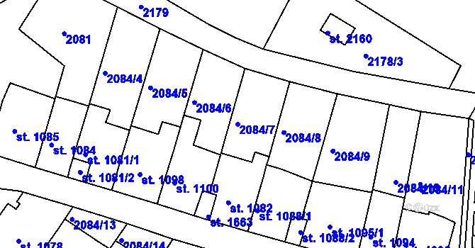 Parcela st. 2084/7 v KÚ Jáchymov, Katastrální mapa