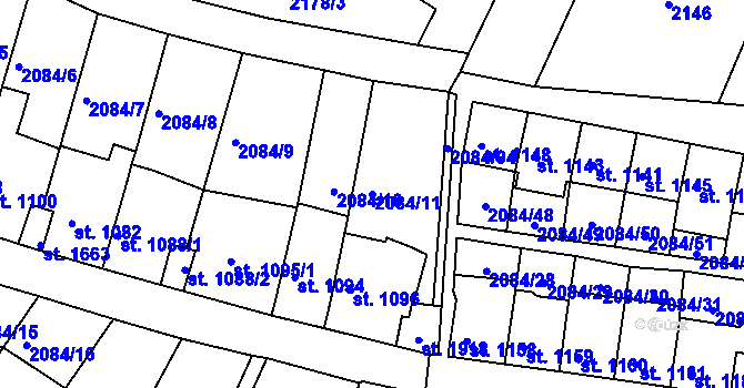 Parcela st. 2084/11 v KÚ Jáchymov, Katastrální mapa