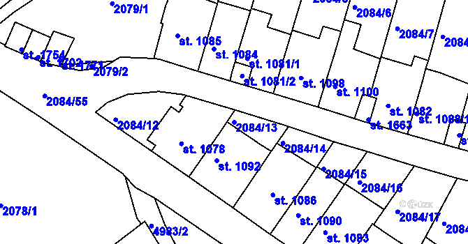 Parcela st. 2084/13 v KÚ Jáchymov, Katastrální mapa