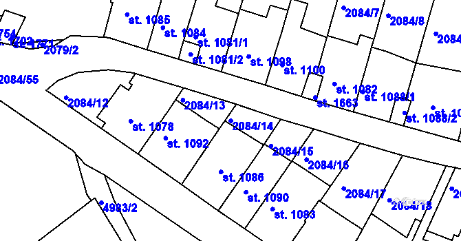 Parcela st. 2084/14 v KÚ Jáchymov, Katastrální mapa