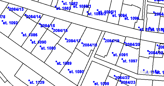 Parcela st. 2084/18 v KÚ Jáchymov, Katastrální mapa